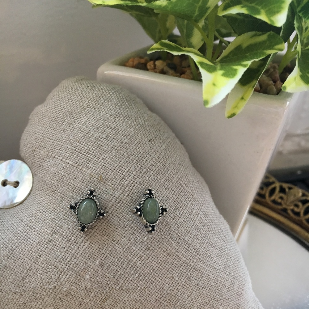 Olive green stud earrings